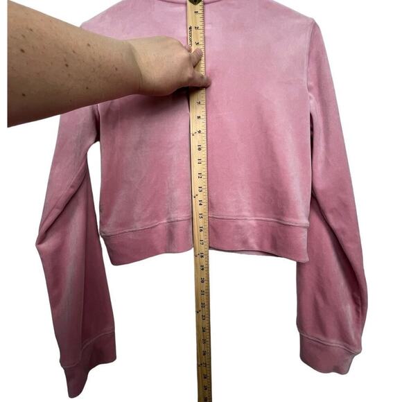 Y2K Hollister Blush Pink Velour Zip Up Cropped Tracksuit Jacket Medium - Picture 3 of 7